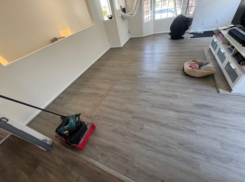 water-damaged Carpet Replacement with Waterproof LVP Flooring Installation - фото - 1